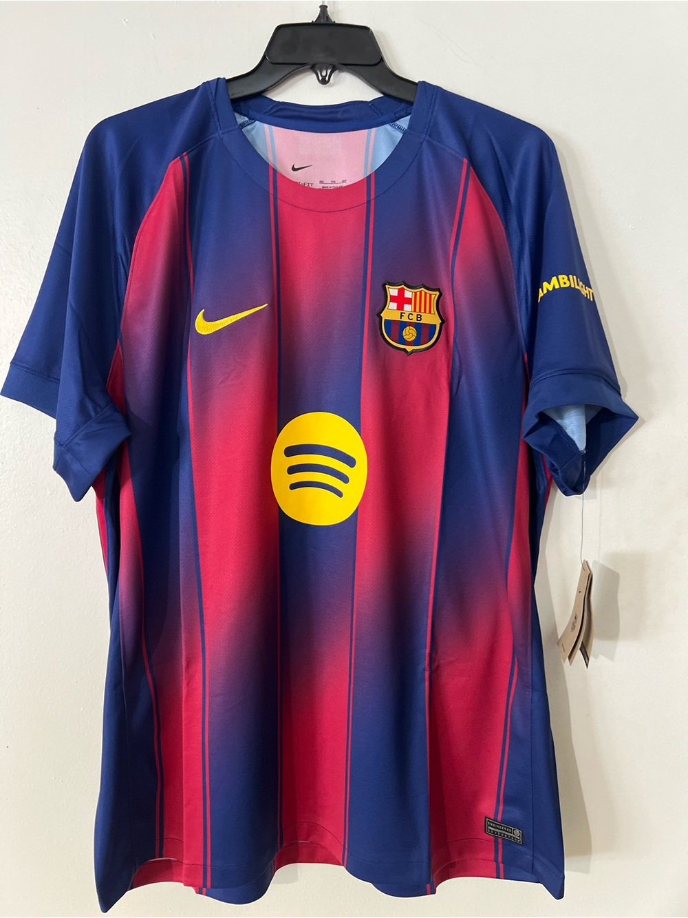 Nike Men's Blue & Red FC Barcelona Soccer Jersey with Yellow Accents Sz XXL